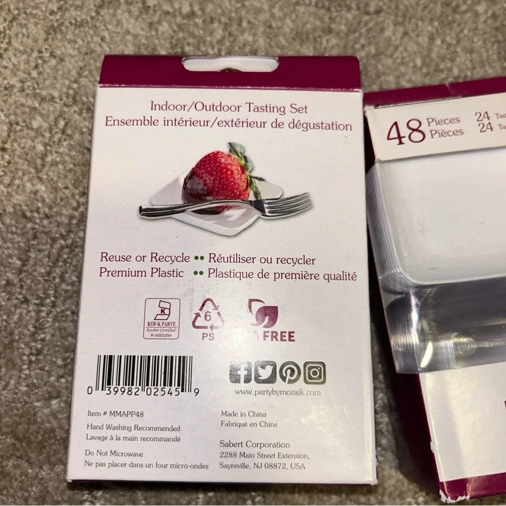 Appetizer Set Mozaik mini tasting 24 plastic plates 24 forks lot of 2 96 Piece
